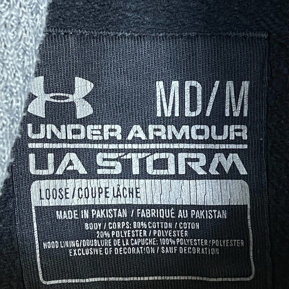 Under Armour Storm Hoodie Pullover Mens M Black Pouch Pocket Regular Fit - Picture 7 of 13